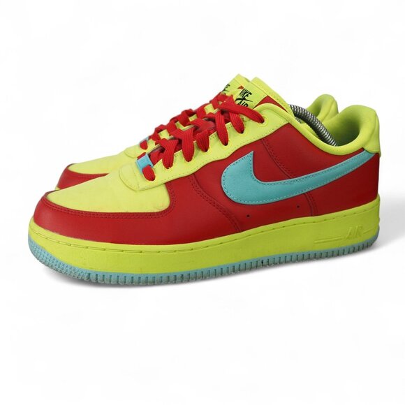 Nike Air Force 1 AF1 Low Custom by You Men's 9.5 DH7128-991 Neon Yellow / Red - Picture 2 of 12